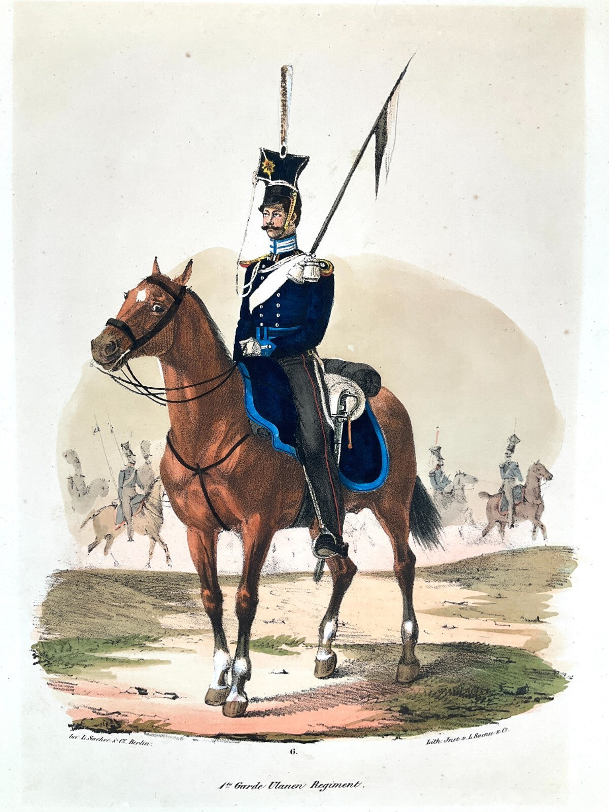 *LITHOGRAFIE L. SACHSE PREUßISCHE ARMEE ULANEN REGIMENT DRAGONER 1830 BERLIN