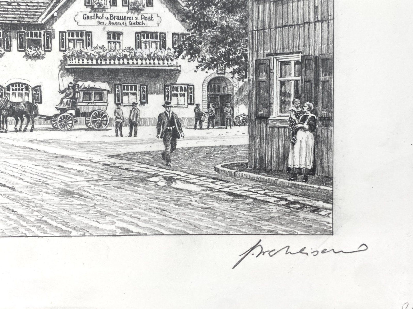 * HEINZ WEHLISCH ZEICHNUNG ALTUSRIED OBERALLGÄU ANSICHT SIGNIERT