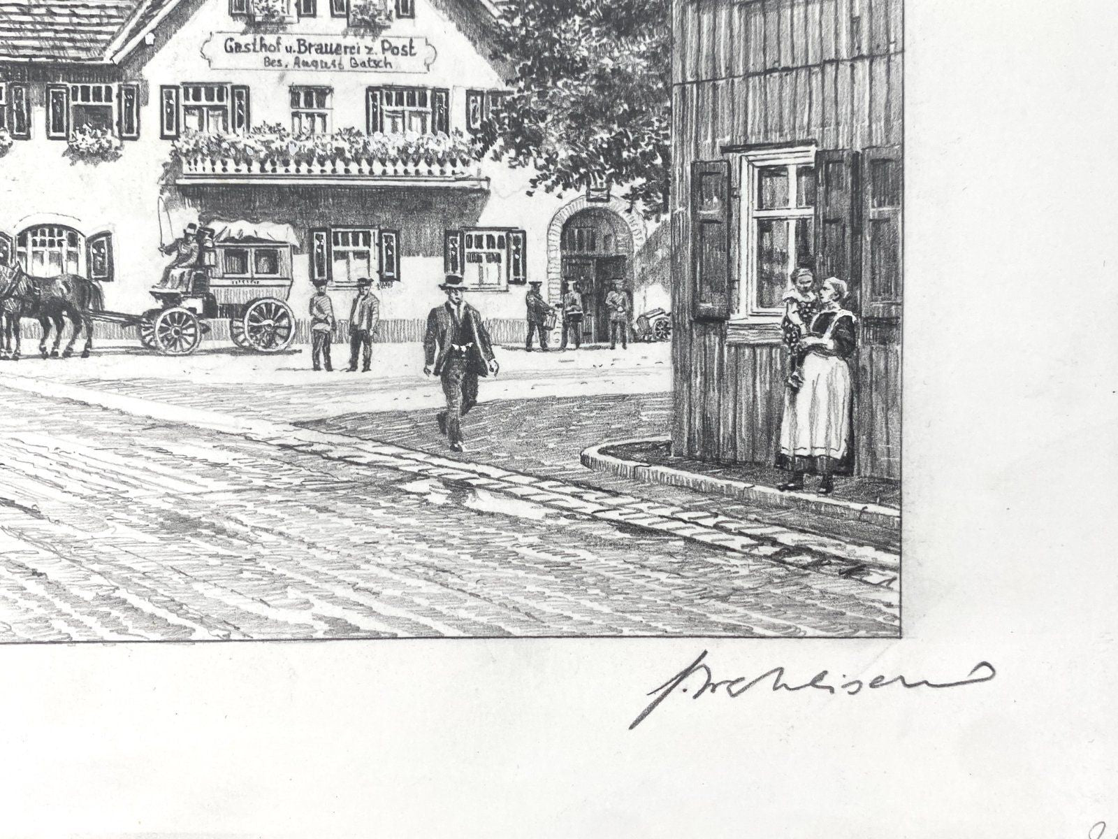 * HEINZ WEHLISCH ZEICHNUNG ALTUSRIED OBERALLGÄU ANSICHT SIGNIERT