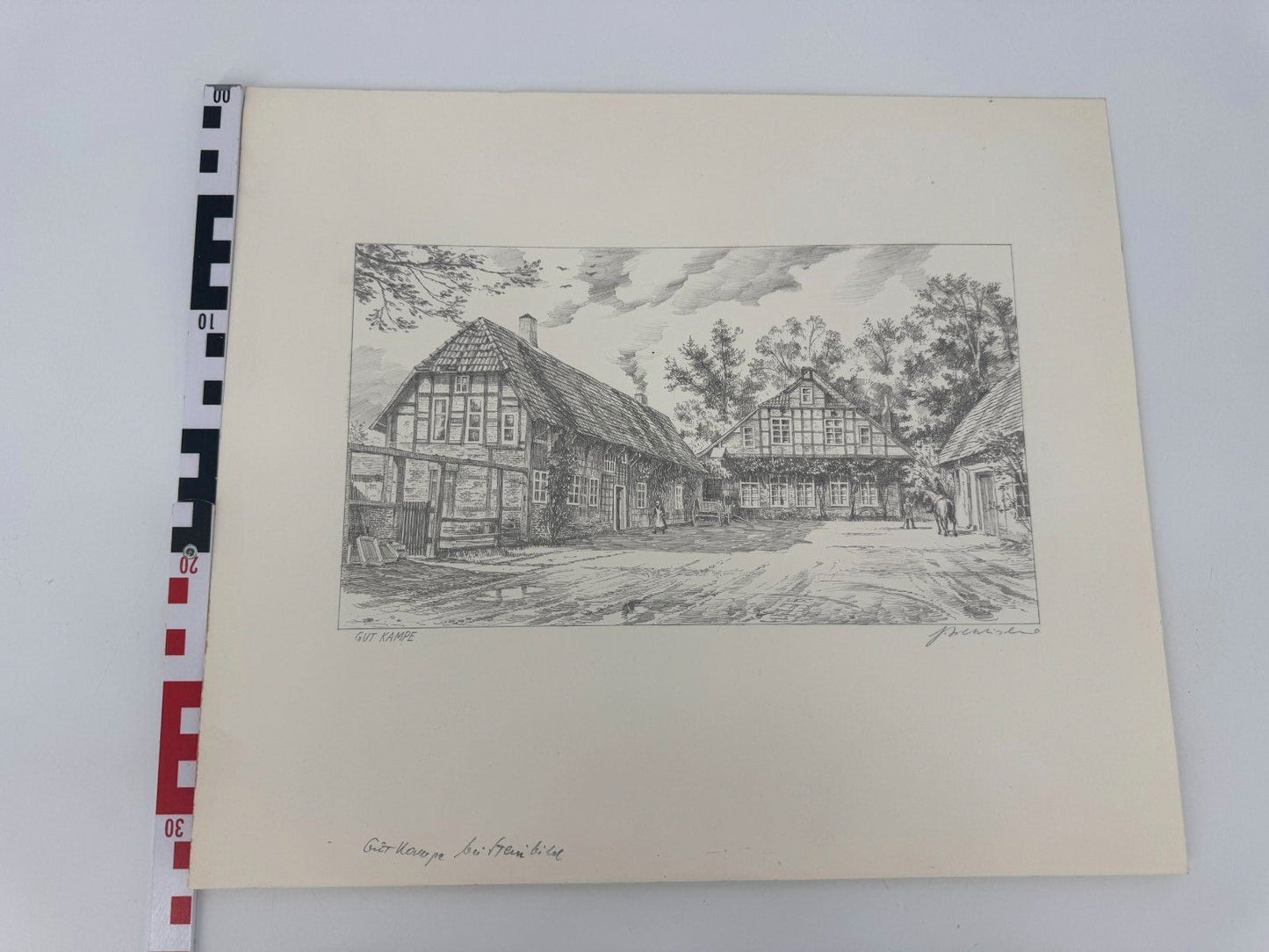 * HEINZ WEHLISCH ZEICHNUNG GUT CAMPE STEINBILD ANSICHT SIGNIERT