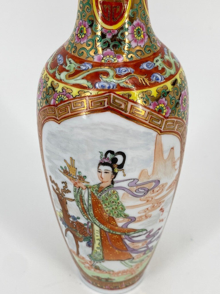 * VASE CHINA PORZELLAN ZHONGGUO ZHI ZAO CHINESISCH HANDBEMALT GOLD