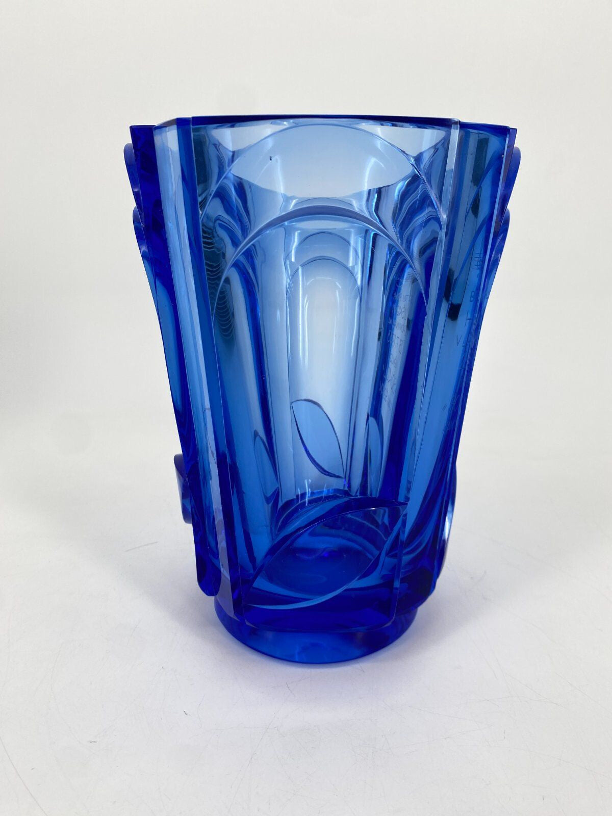 * VASE KRISTALLGLAS ART DECO TSCHECHIEN SOKOL GLAS BLAU