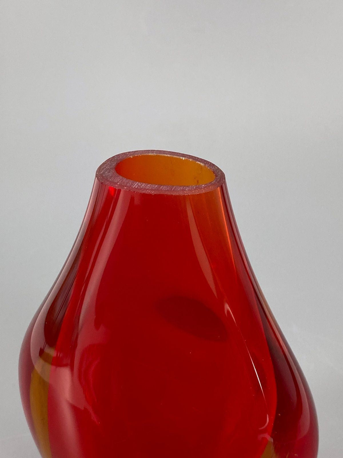 * SOMMERSO GLAS VASE ROT ORANGE MURANO GLAS ITALIEN MID CENTURY