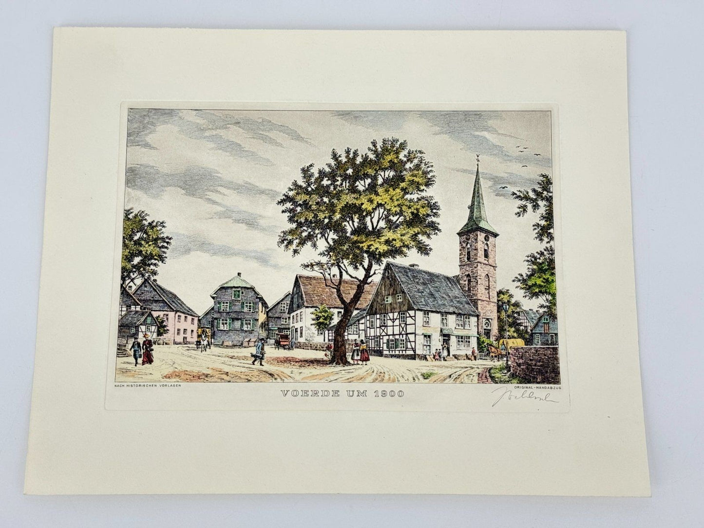 * HEINZ WEHLISCH RADIERUNG VOERDE UM 1900 ANSICHT SIGNIERT