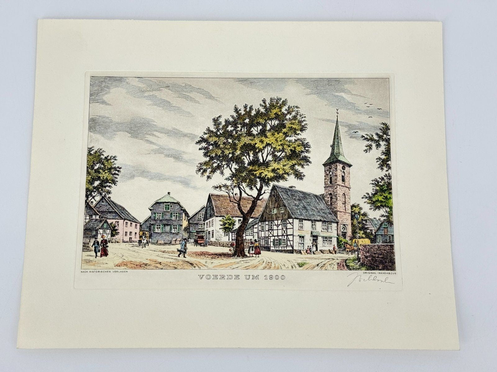 * HEINZ WEHLISCH RADIERUNG VOERDE UM 1900 ANSICHT SIGNIERT