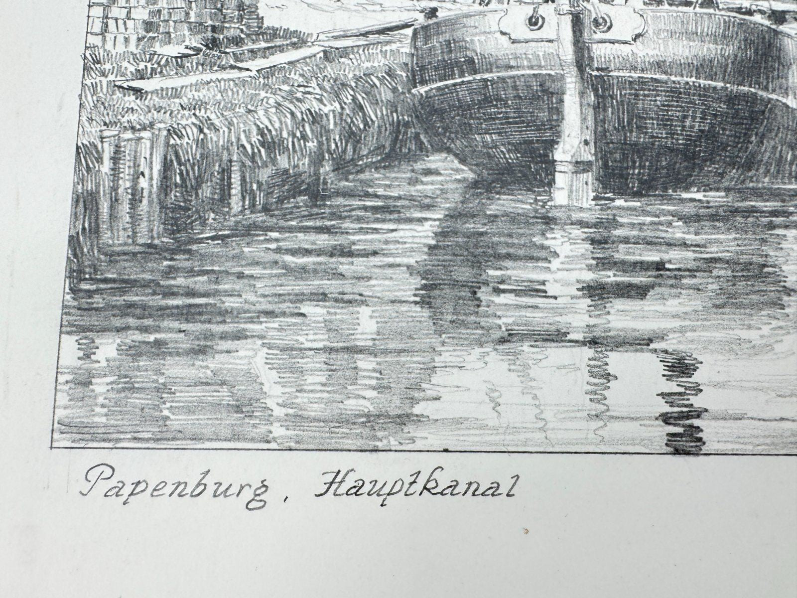 * HEINZ WEHLISCH ZEICHNUNG PAPENBURG HAPTKANAL ANSICHT SIGNIERT