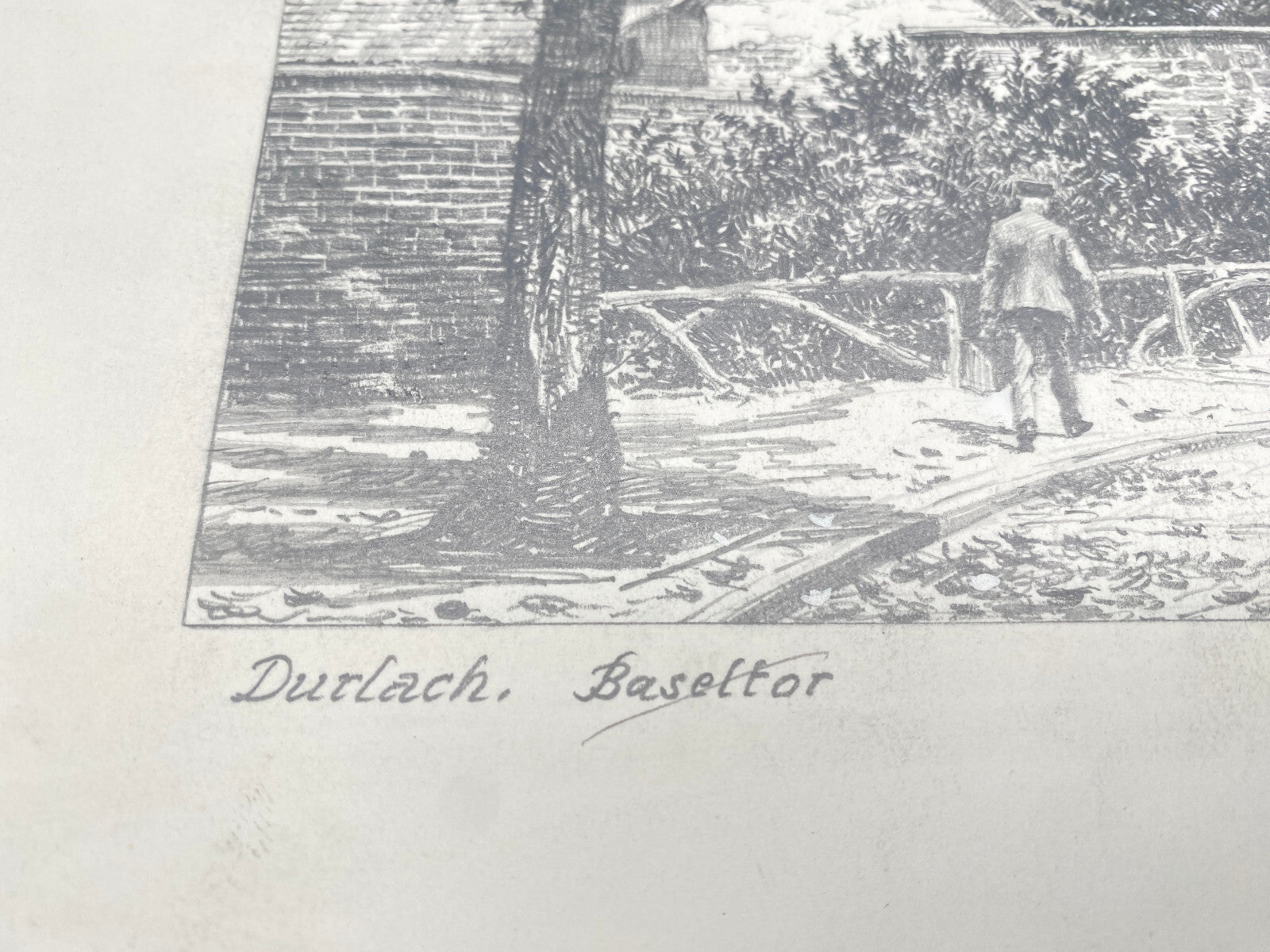 HEINZ WEHLISCH KÜNSTLER ORIGINAL ZEICHNUNG DURLACH BASELER TOR KARLSRUHE