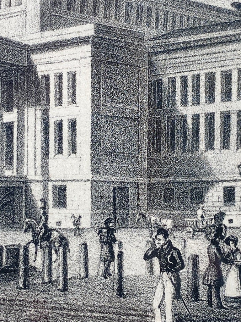 * ORIGINAL LITHOGRAFIE 1840 GENDARMENMARKT DOM SCHAUSPIELHAUS BERLIN ANTIK
