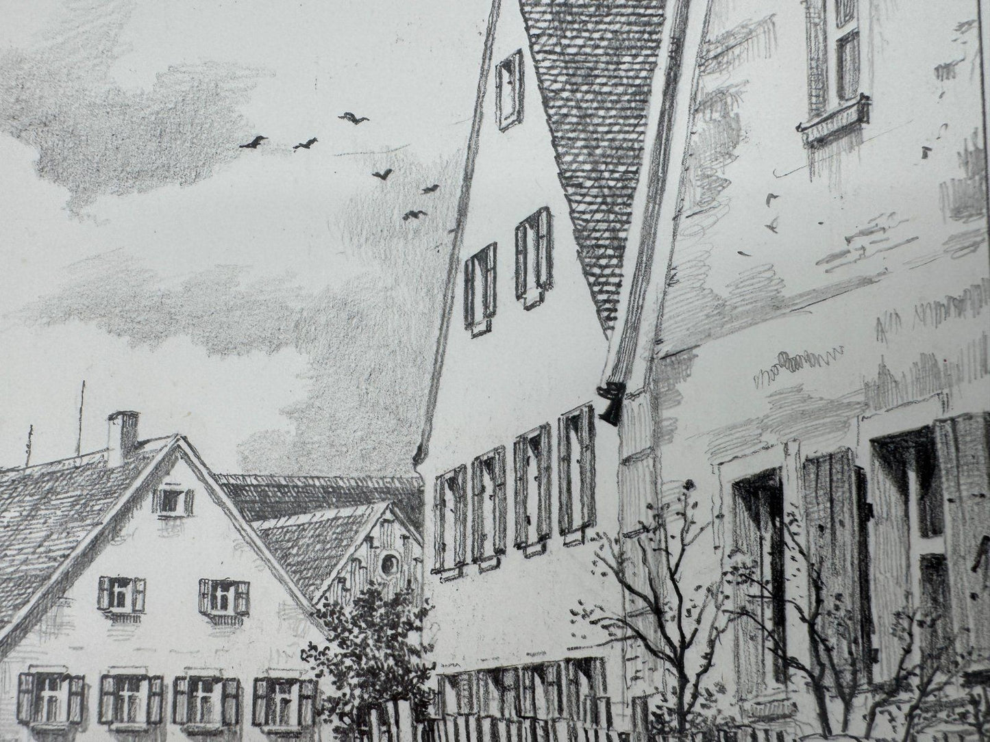 * HEINZ WEHLISCH ZEICHNUNG ALESHEIM UM 1900 ANSICHT SIGNIERT