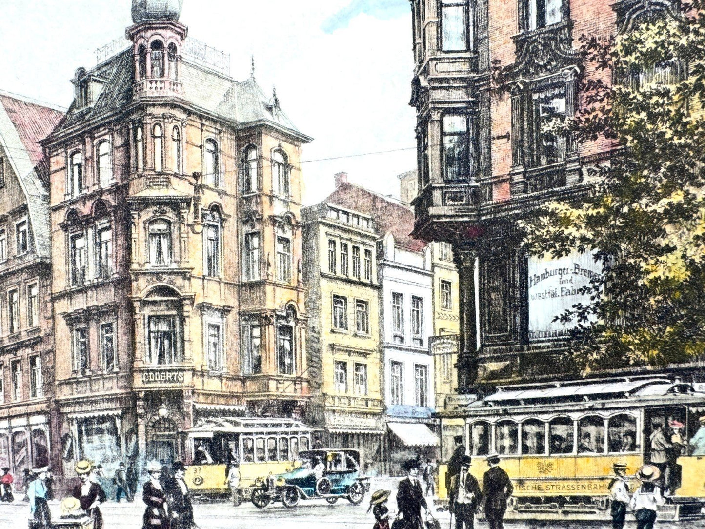* GRAFIK KOLORIERT DORTMUND 1910 RATHAUS NRW TRAM WEHLISCH 