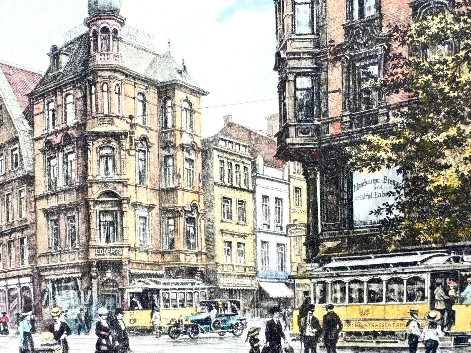 * GRAFIK KOLORIERT DORTMUND 1910 RATHAUS NRW TRAM WEHLISCH 