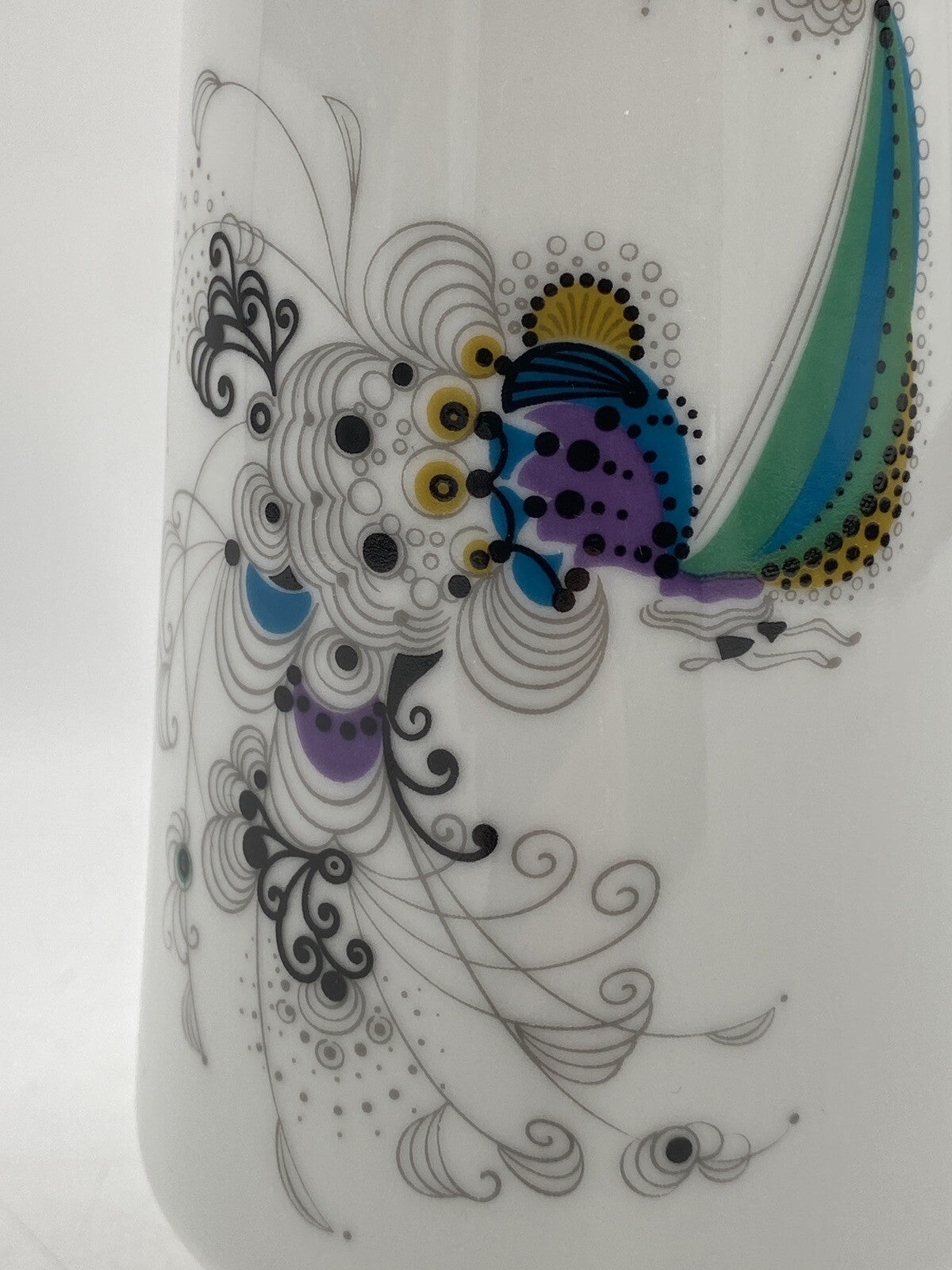 * H&C HEINRICH SELB BAVARIA VASE PFAU PORZELLAN 50ER 60ER VINTAGE DESIGN
