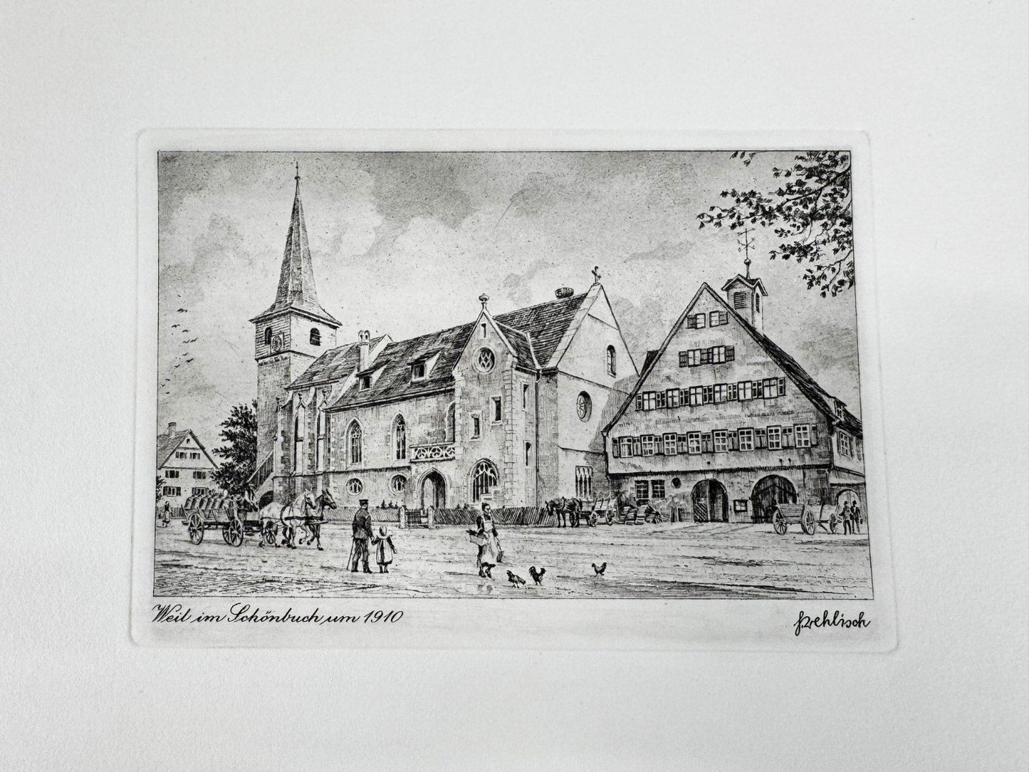* HEINZ WEHLISCH ORIGINAL RADIERUNG WEIL IM SCHÖNBUCH UM 1910 ANSICHT
