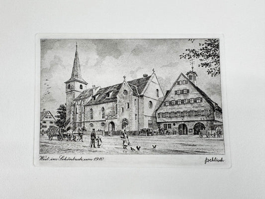 * HEINZ WEHLISCH ORIGINAL RADIERUNG WEIL IM SCHÖNBUCH UM 1910 ANSICHT