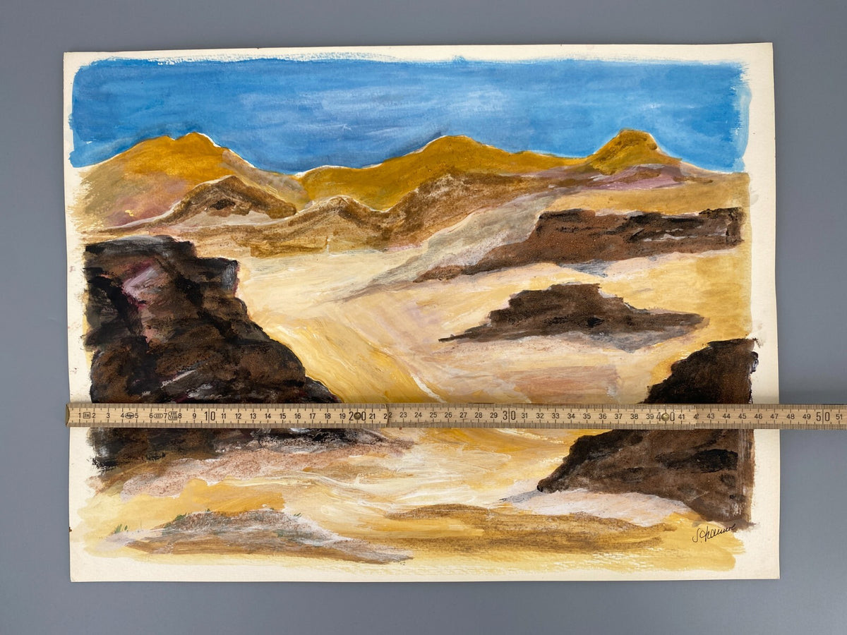 *GEMÄLDE AQUARELL SAND LANDSCHAFT NAHOST NAHER OSTEN WÜSTE SIGRID HANNSE UNIKAT