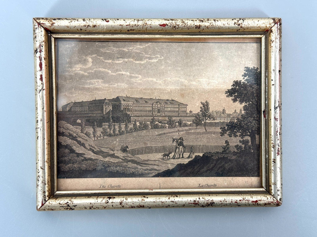*DRUCKGRAFIK AQUATINTA BERLIN CHARITÉ 1800 ANTIK GERAHMT CALAU