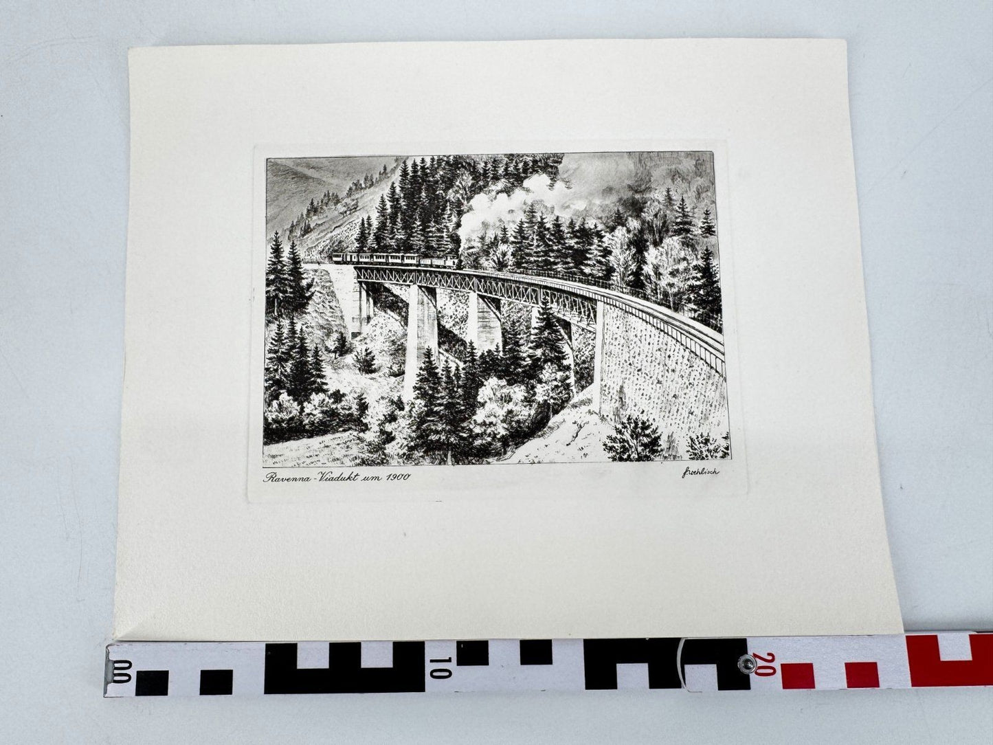 * HEINZ WEHLISCH RADIERUNG RAVENNA VIADUKT UM 1900 ANSICHT