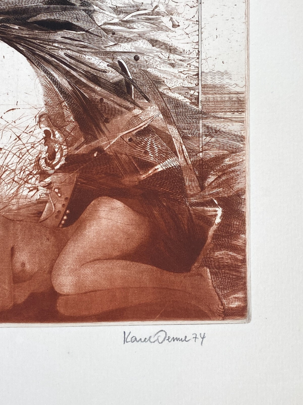 *RADIERUNG KAREL DEMEL LOUISE LABÉ PORTRÄT SIGNIERT 1974 7/90 VINTAGE FARBIG