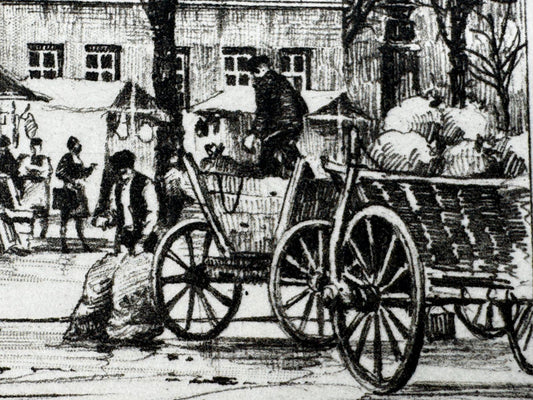 * HEINZ WEHLISCH RADIERUNG SCHALKE MARKT UM 1910 ANSICHT