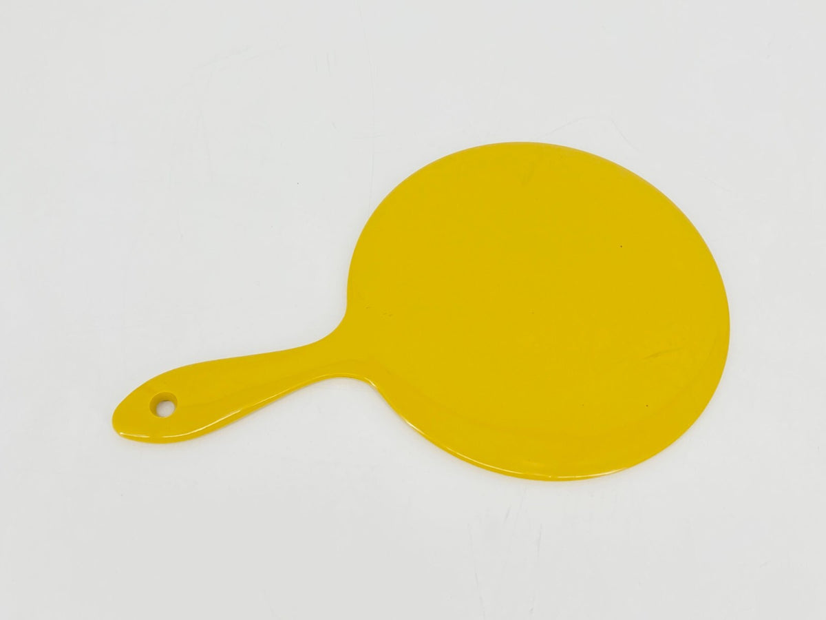 *HANDSPIEGEL  SCHMINKSPIEGEL KUNSTSTOFF GELB 1960ER 70ER VINTAGE MID CENTURY