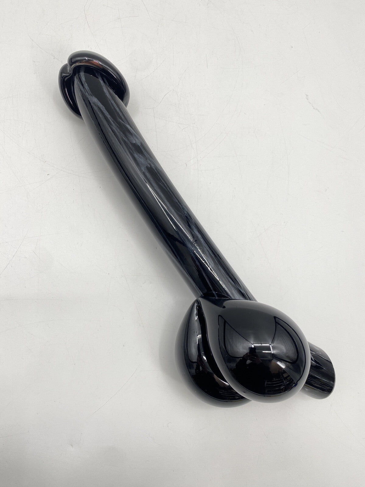 * GLAS VASE LIEGEND PHALLUS PENIS MARMORIERT HANDARBEIT MUNDGEBLASEN VINTAGE