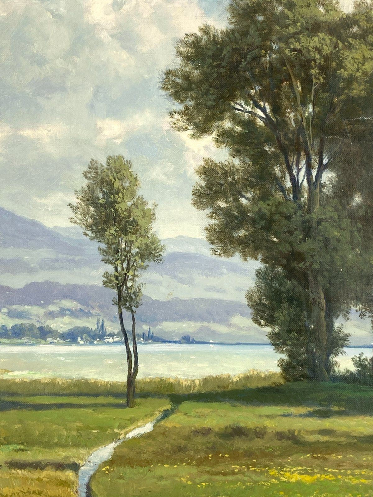*ÖLGEMÄLDE EDWIN BACHMANN ZÜRICHSEE BEI LACHEN LANDSCHAFT SCHWEIZ
