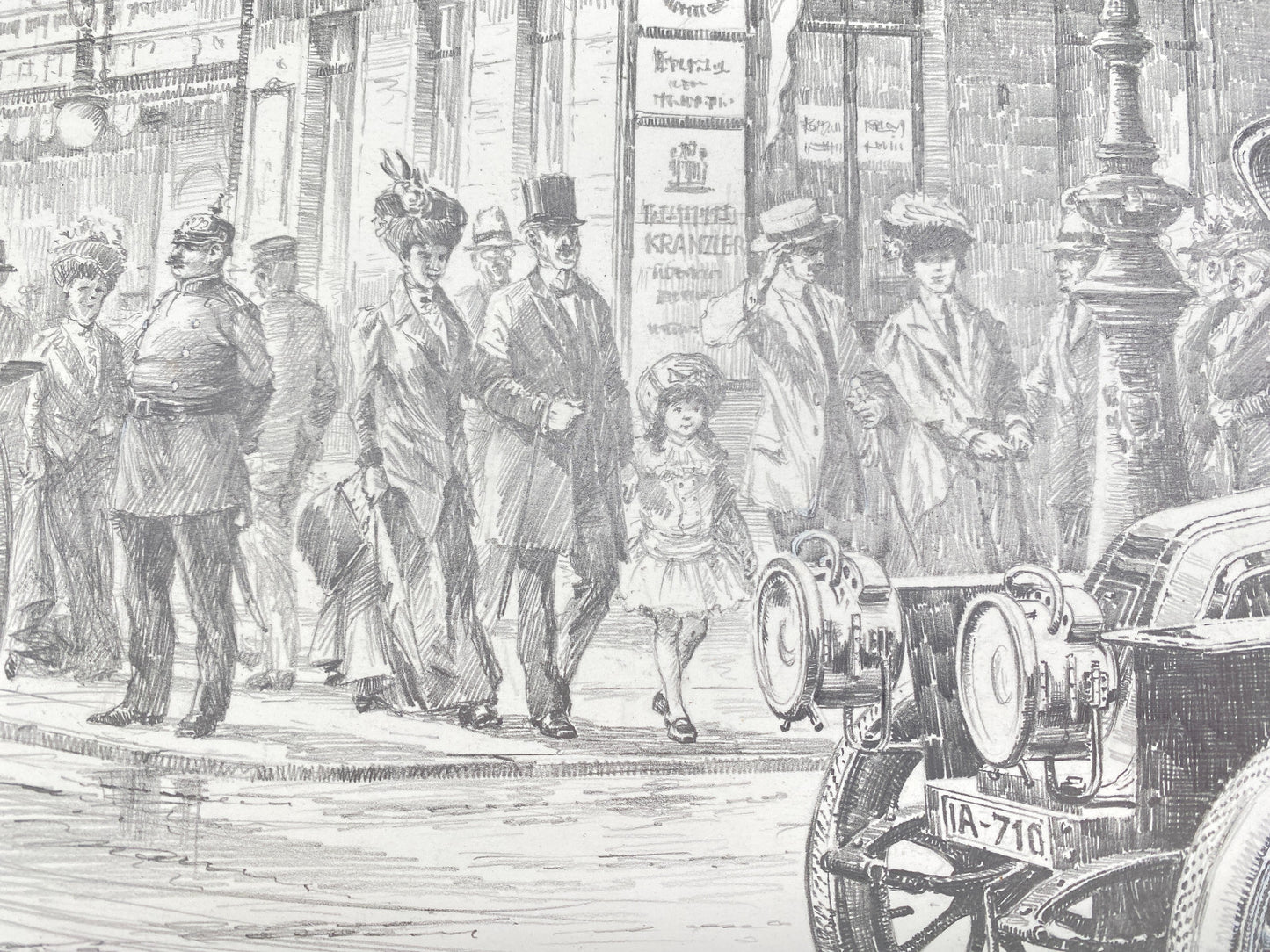 HEINZ WEHLISCH  ZEICHNUNG KRANZLER BERLIN KRAFTDROSCHKE ORIGINAL 1912