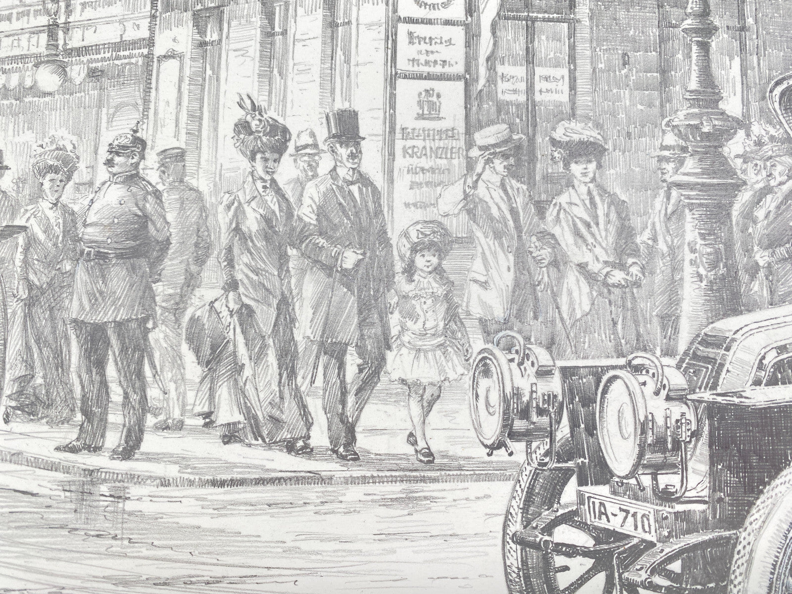 HEINZ WEHLISCH  ZEICHNUNG KRANZLER BERLIN KRAFTDROSCHKE ORIGINAL 1912
