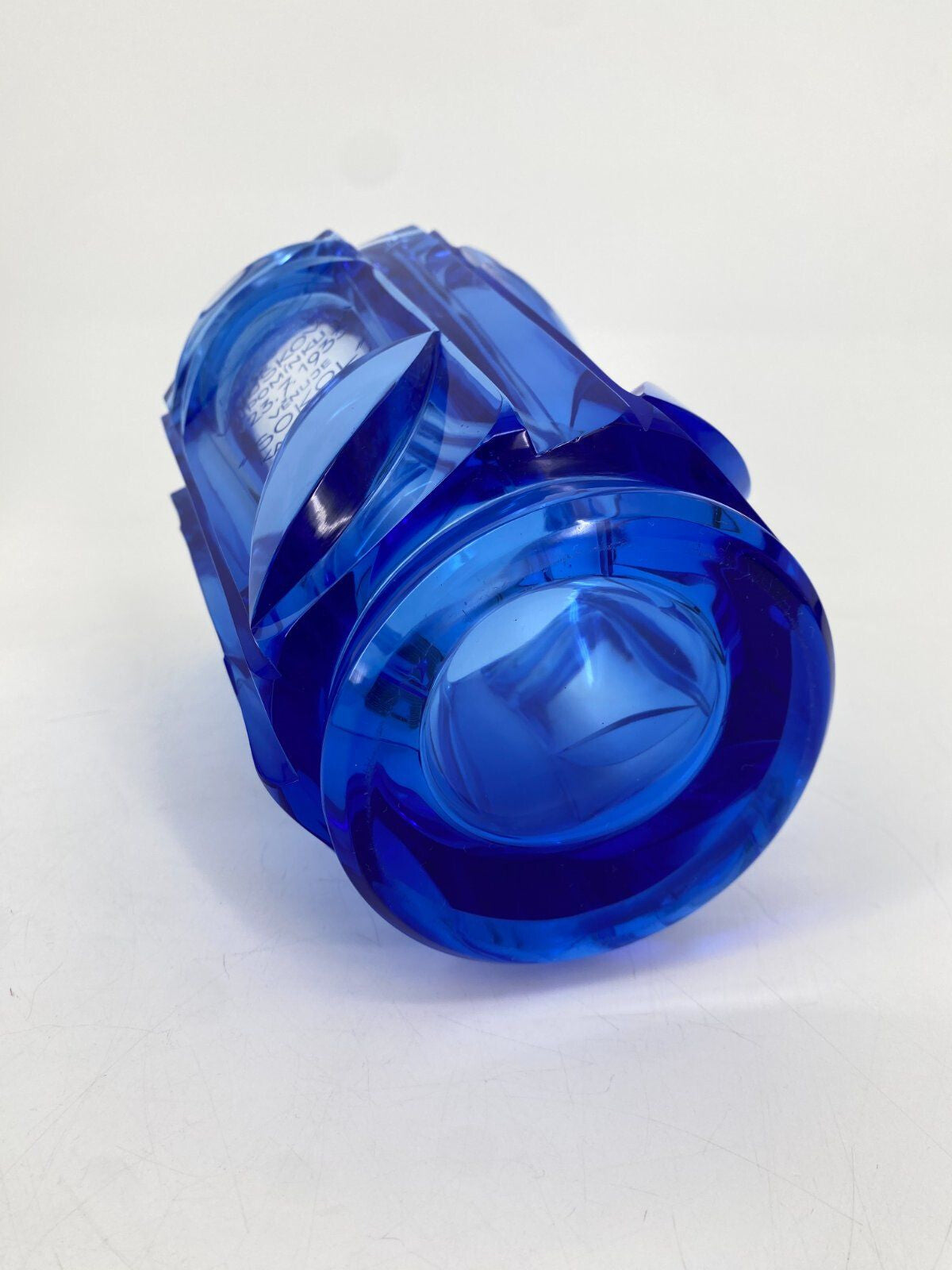 * VASE KRISTALLGLAS ART DECO TSCHECHIEN SOKOL GLAS BLAU