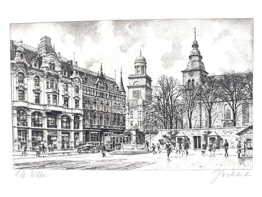 * GRAFIK DRUCKGRAFIK WITTEN KORNMARKT ANSICHT 50ER NRW WEHLISCH