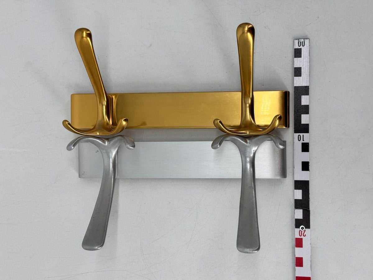 2x GARDEROBE HAKENLEISTEN 2 HAKEN MESSING ALU 70er VINTAGE