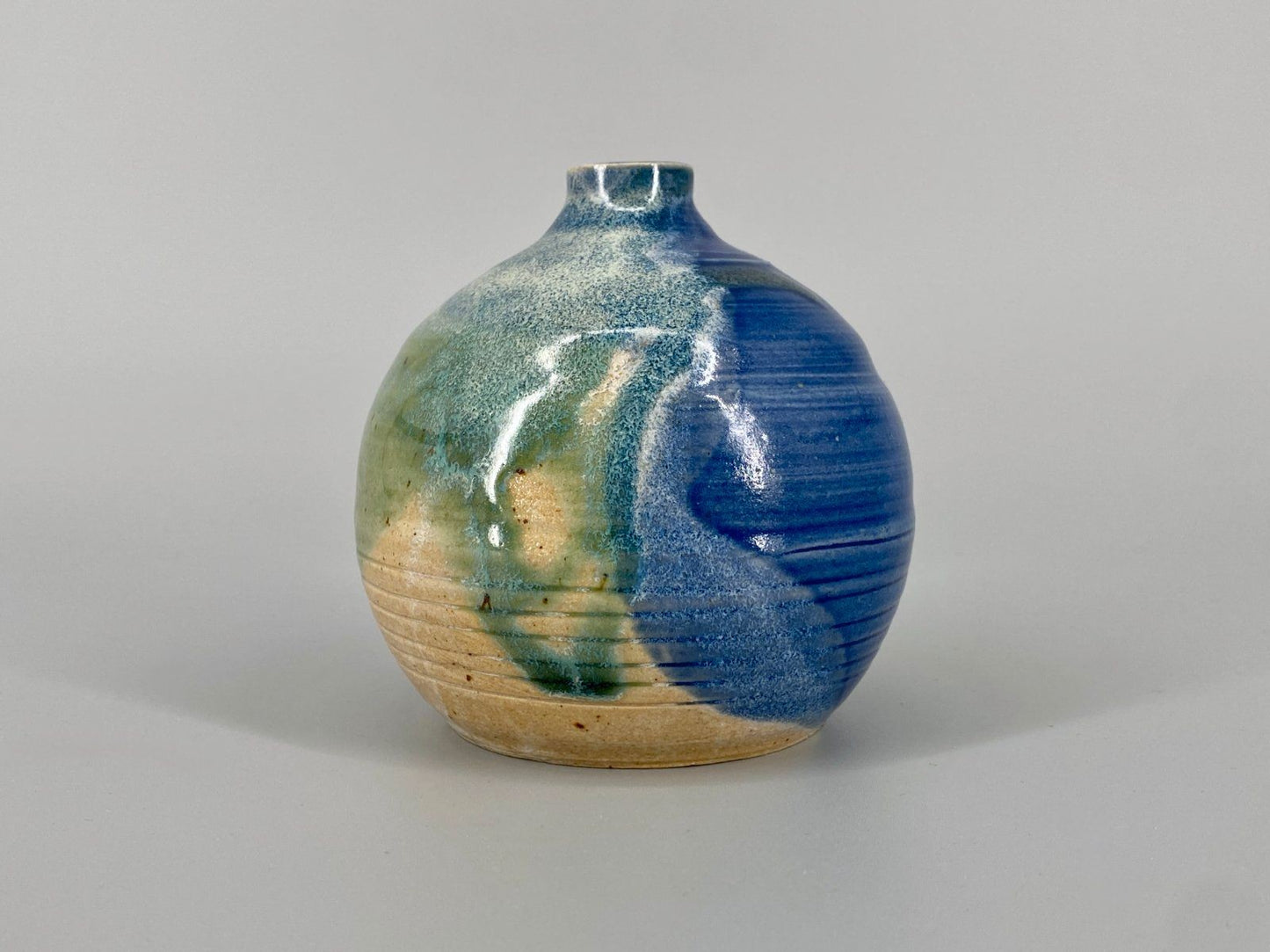 * STUDIO KERAMIK VASE RAKU BLAU GRÜN VINTAGE 70ER