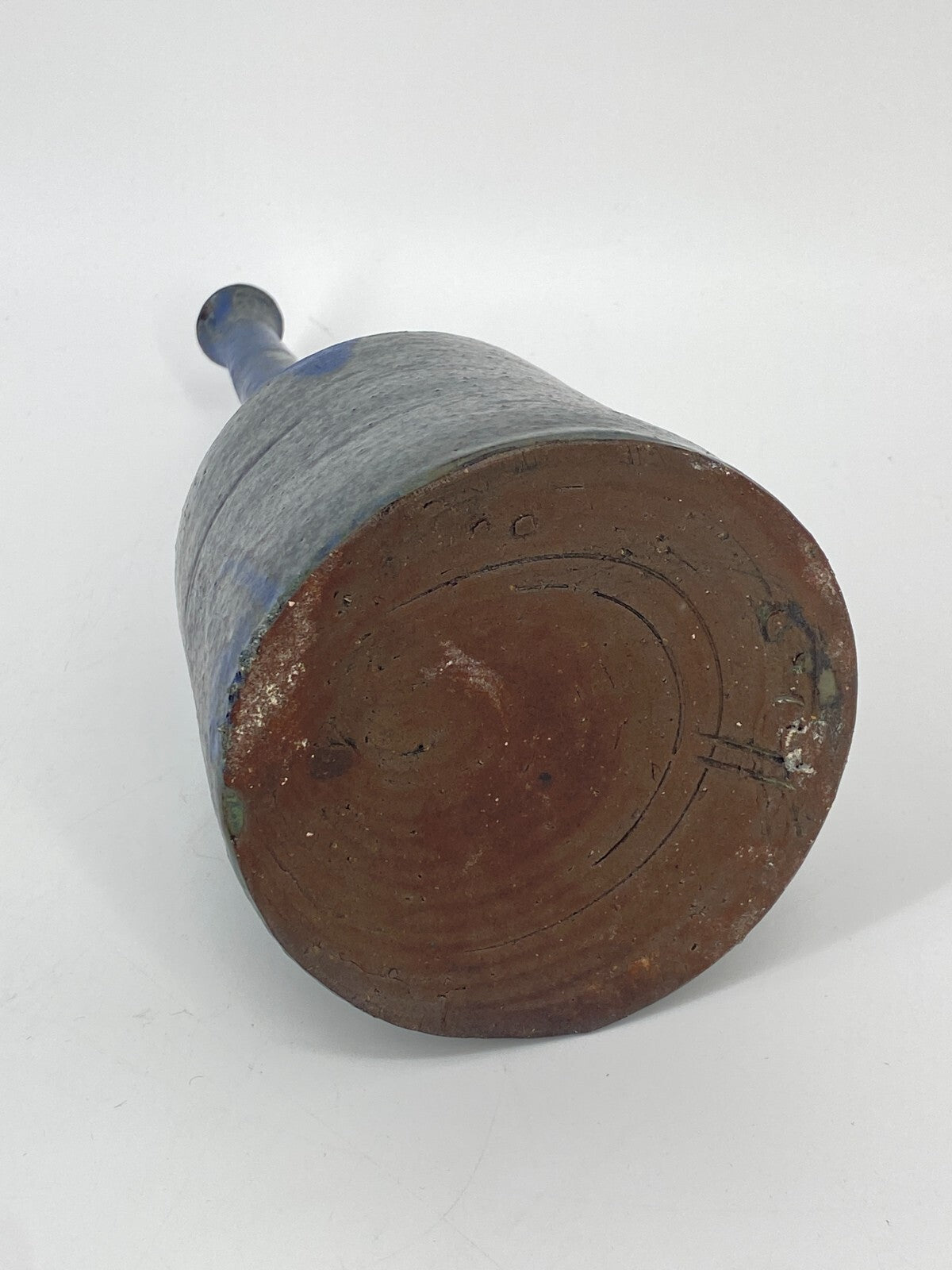 * VASE ZULAUFEND BLAU STUDIOKERAMIK STEINZEUG KERAMIK MID CENTURY