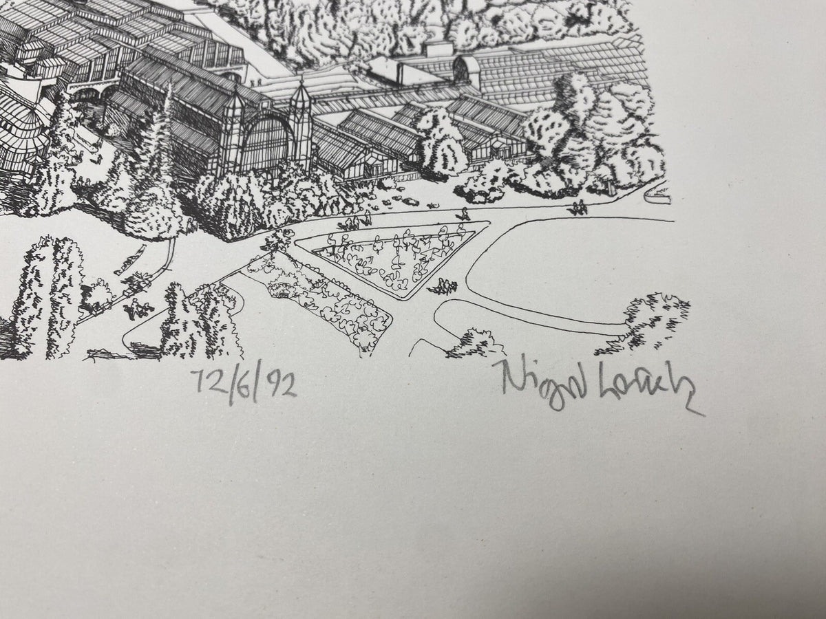 * NIGEL LEACH GRAFIK DRUCK VOGELPERSPEKTIVE BERLIN STEGLITZ BOTANISCHER GARTEN