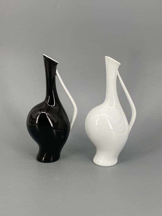 * PAAR VASEN VASE SCHWANGERE LUISE FRITZ HEIDENREICH SCHWARZ WEIß VINTAGE 50ER