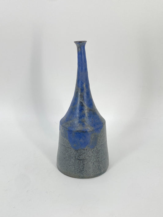 * VASE ZULAUFEND BLAU STUDIOKERAMIK STEINZEUG KERAMIK MID CENTURY