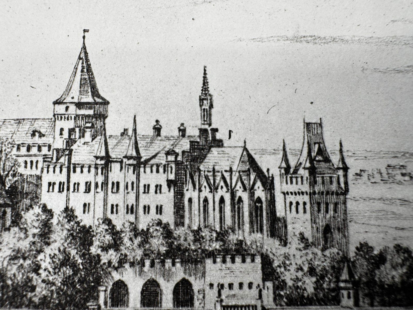 * HEINZ WEHLISCH RADIERUNG BURG HOHENZOLLERN HECHINGEN ANSICHT