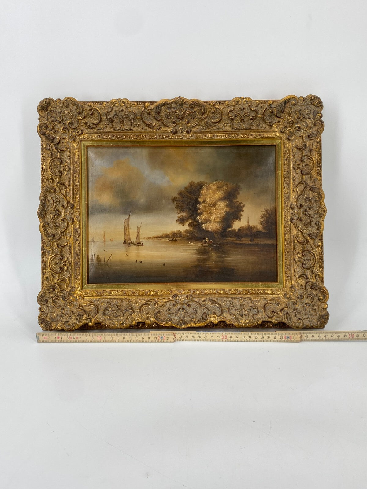 * ÖLGEMÄLDE LANDSCHAFT MIT FISCHER HANNA GOSZCZYNSKA 1985 VINTAGE