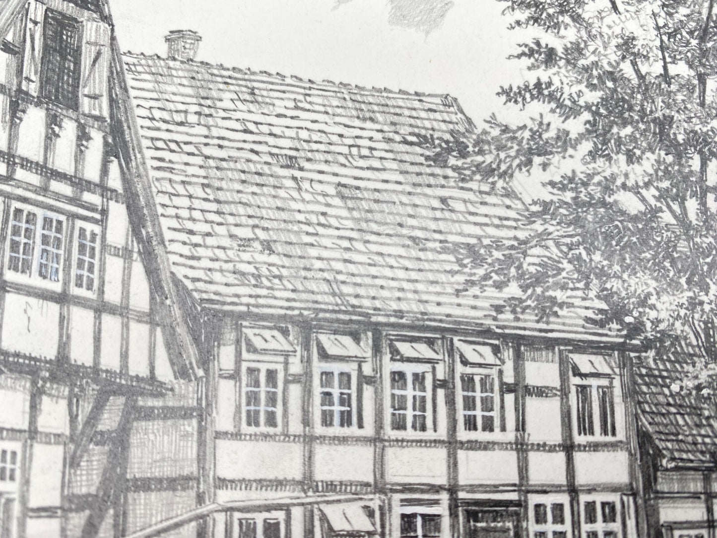 DEUTSCHER KÜNSTLER HEINZ WEHLISCH ZEICHNUNG HALLE KIRCHPLATZ HANDSIGNIERT