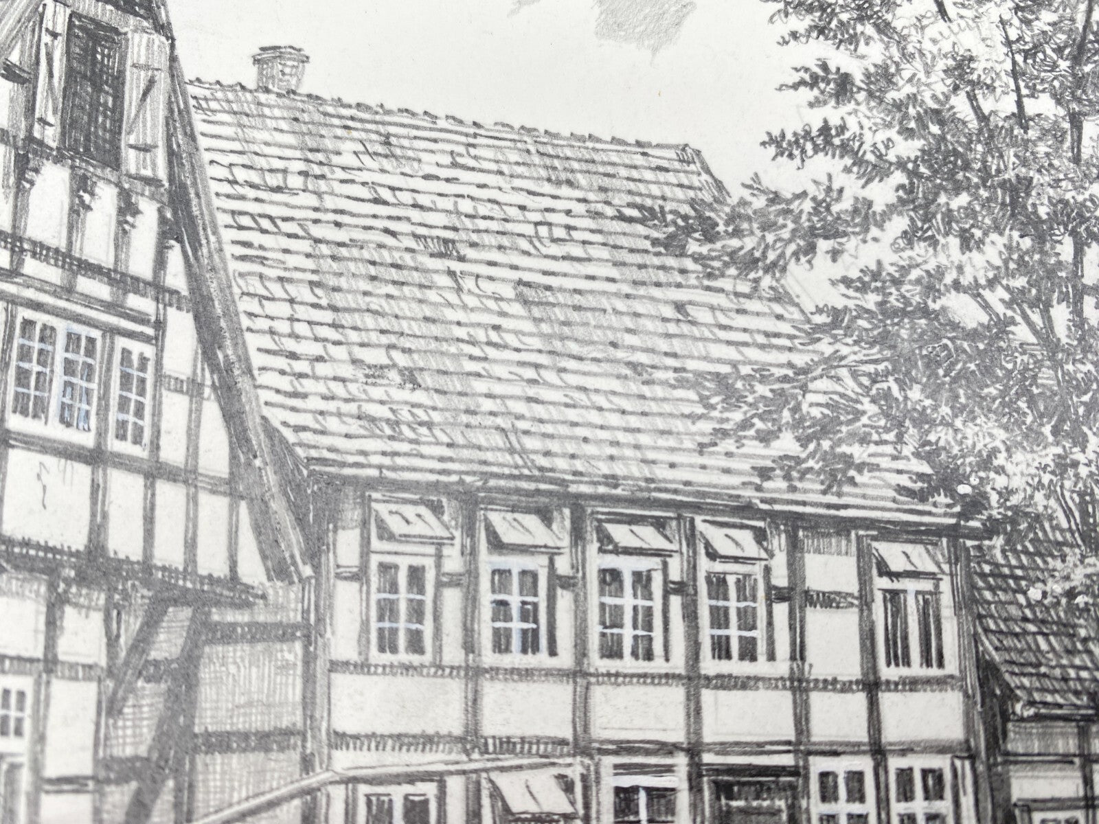 DEUTSCHER KÜNSTLER HEINZ WEHLISCH ZEICHNUNG HALLE KIRCHPLATZ HANDSIGNIERT