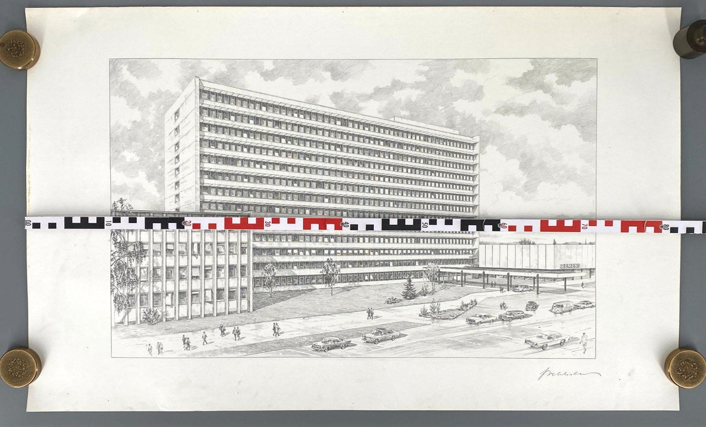 *GRAFIK HEINZ WEHLISCH HANDZEICHNUNG ERLANGEN SIEMENS HOCHHAUS