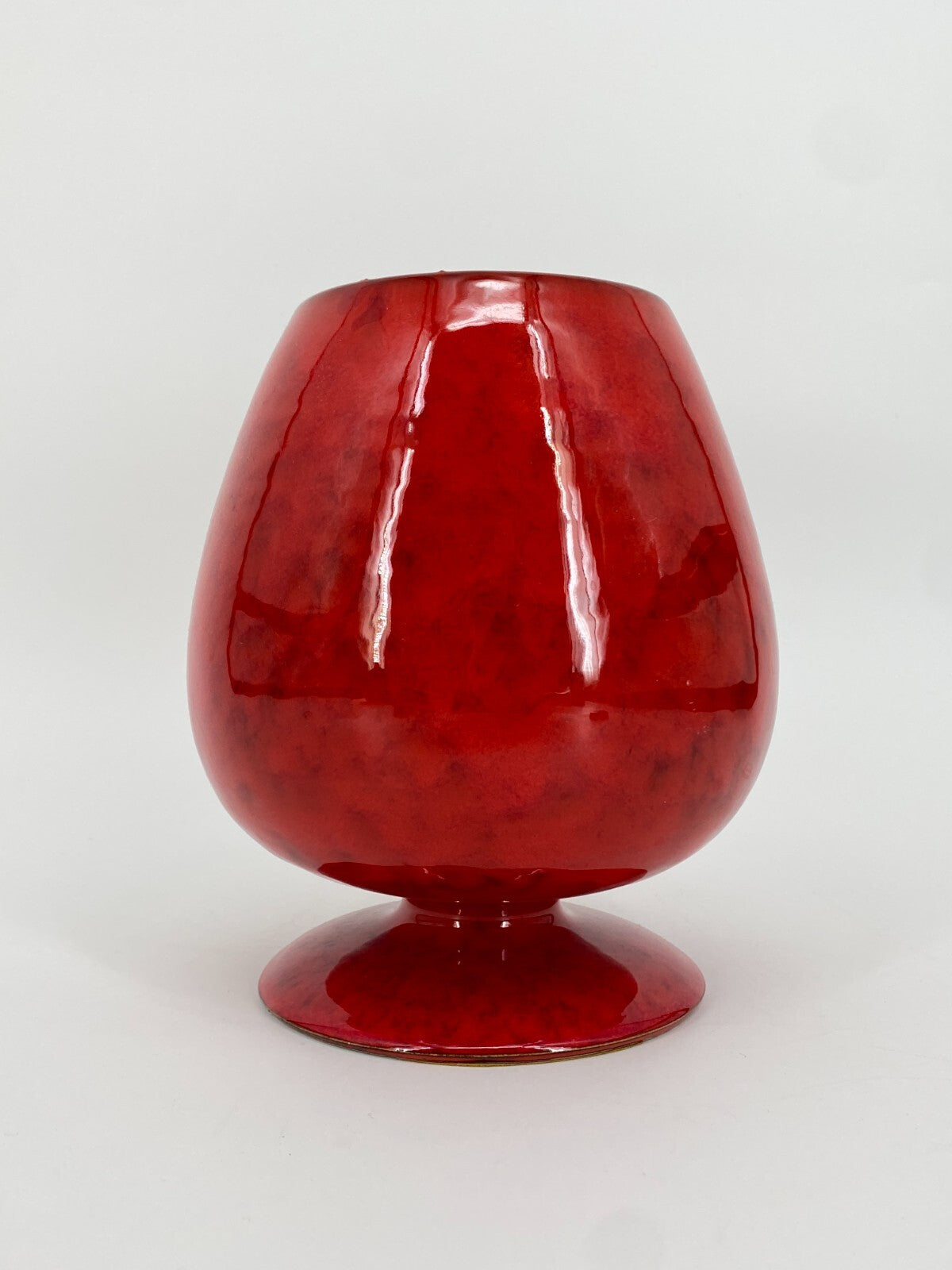 * KERAMIK VASE MIT FUß ROT MID CENTURY 60ER ITALIEN STUDIOKERAMIK