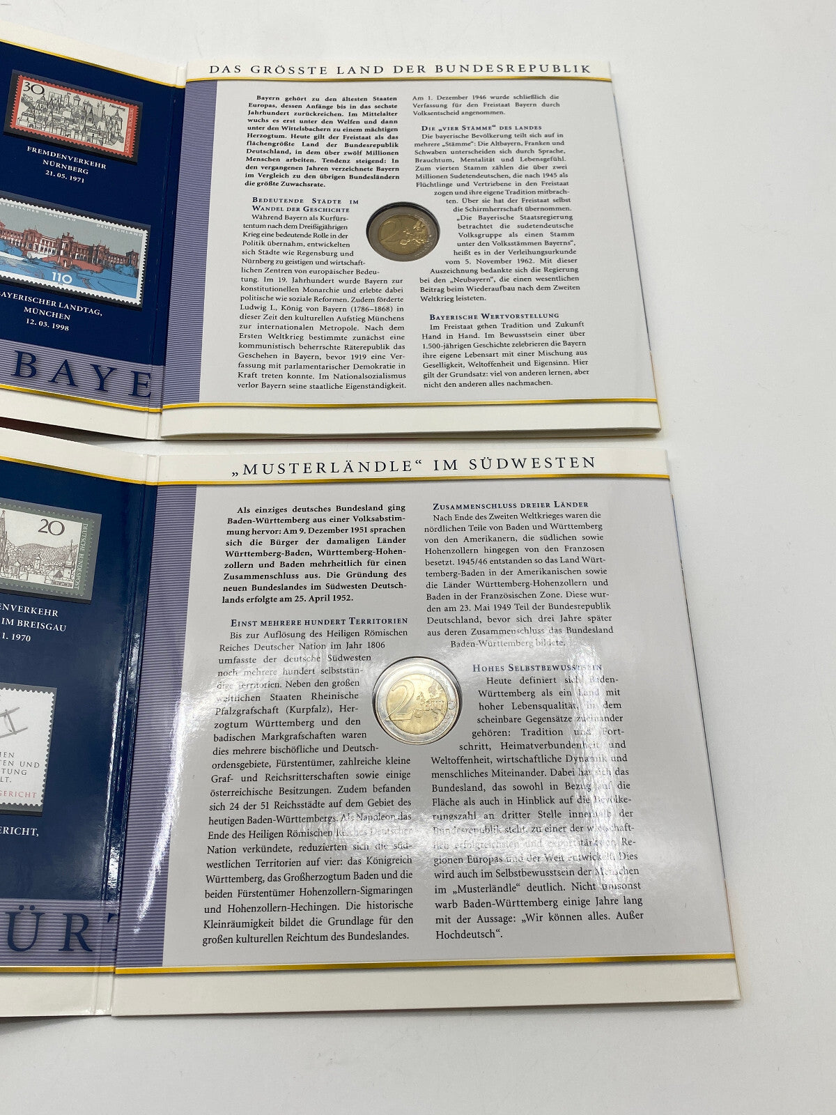 * 2 EURO MÜNZEN GEDENKSET 13 BUNDESLÄNDER MÜNZE BRIEFMARKEN 2006 - 2018