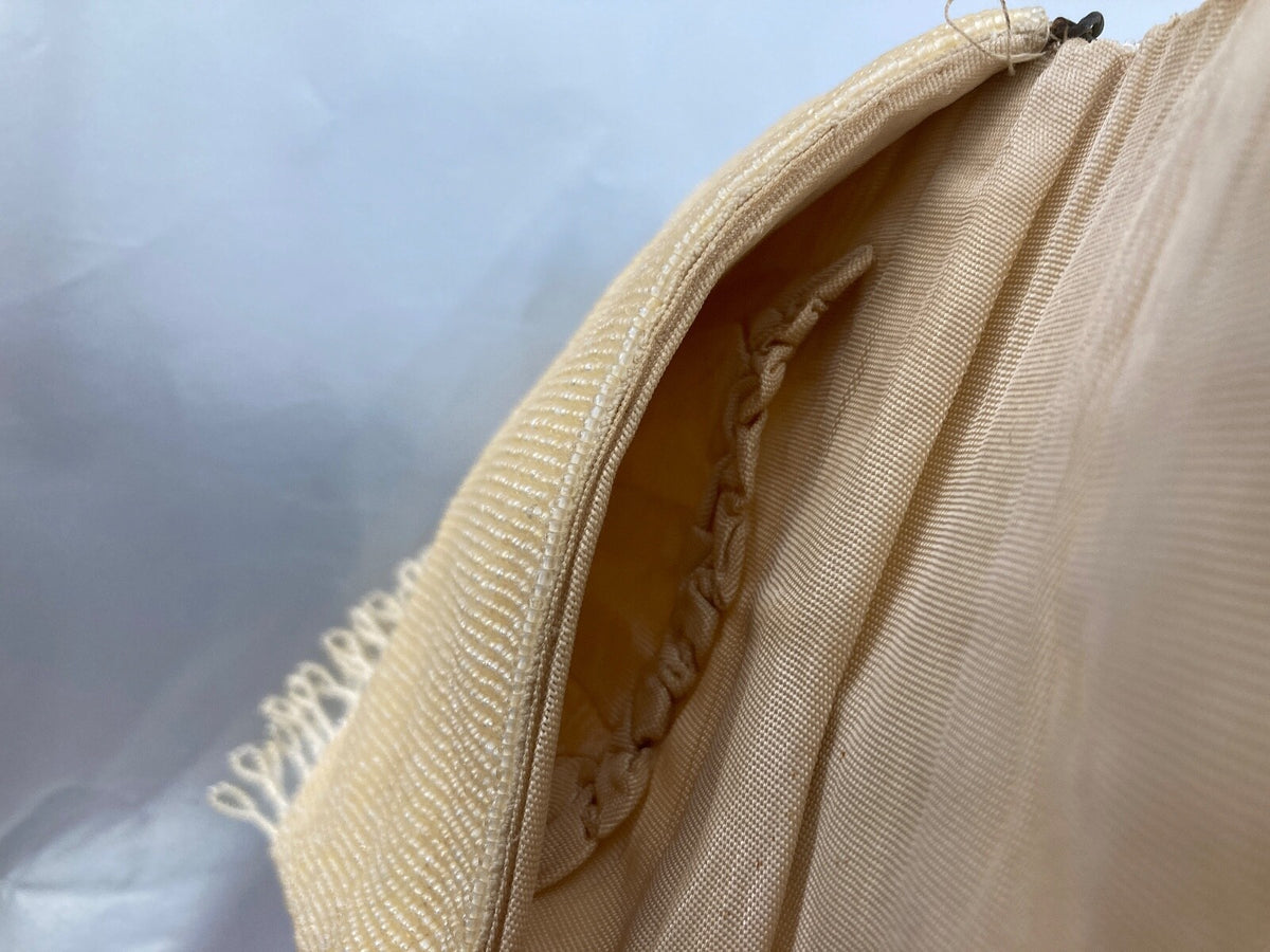 ABENDTASCHE GOLDENE 20er ROCAILLES CREME GOLD HANDARBEIT CLUTCH PERLEN