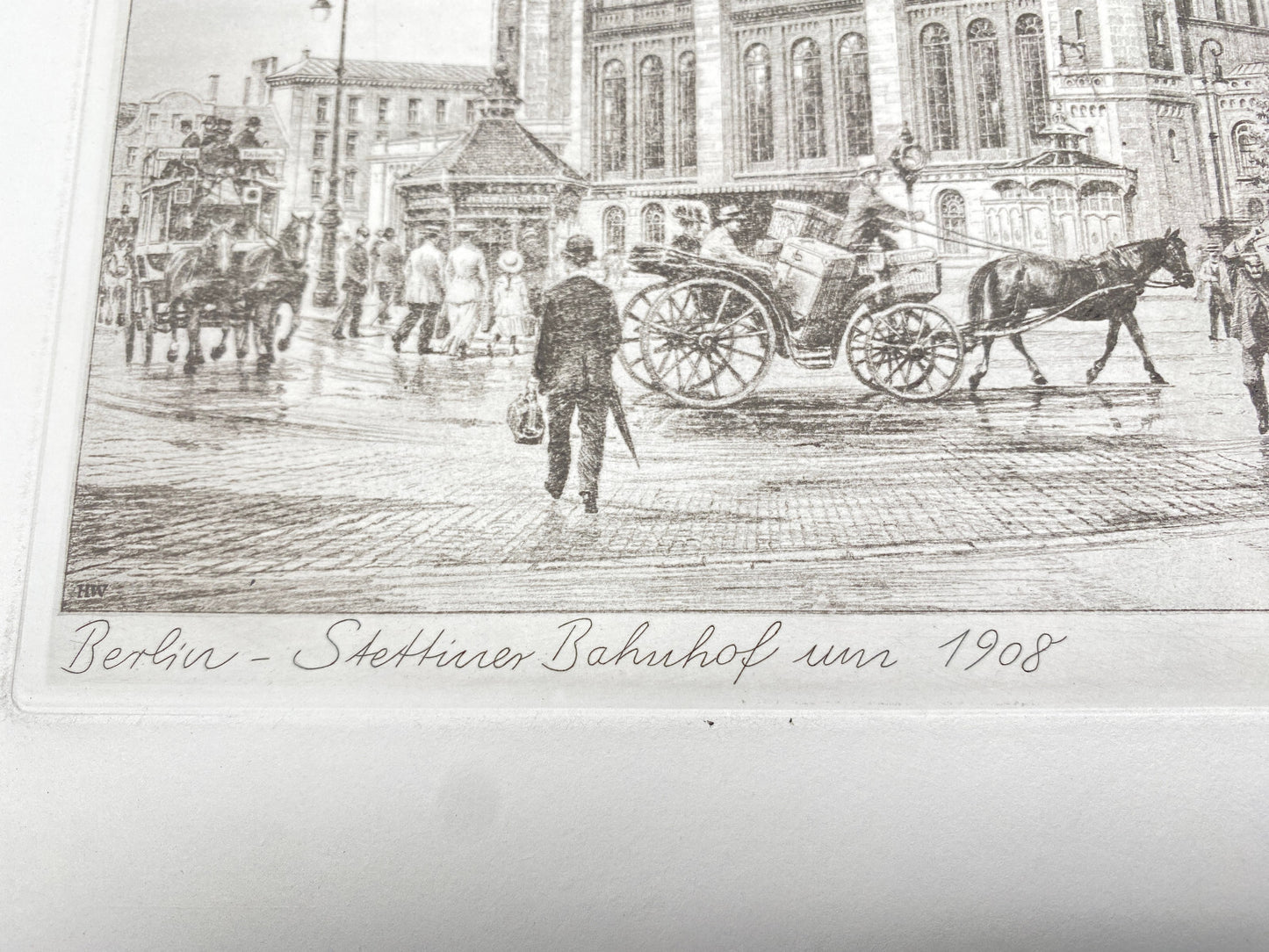HEINZ WEHLISCH RADIERUNG BERLIN STETTINER BAHNHOF UM 1908 SIGNIERT