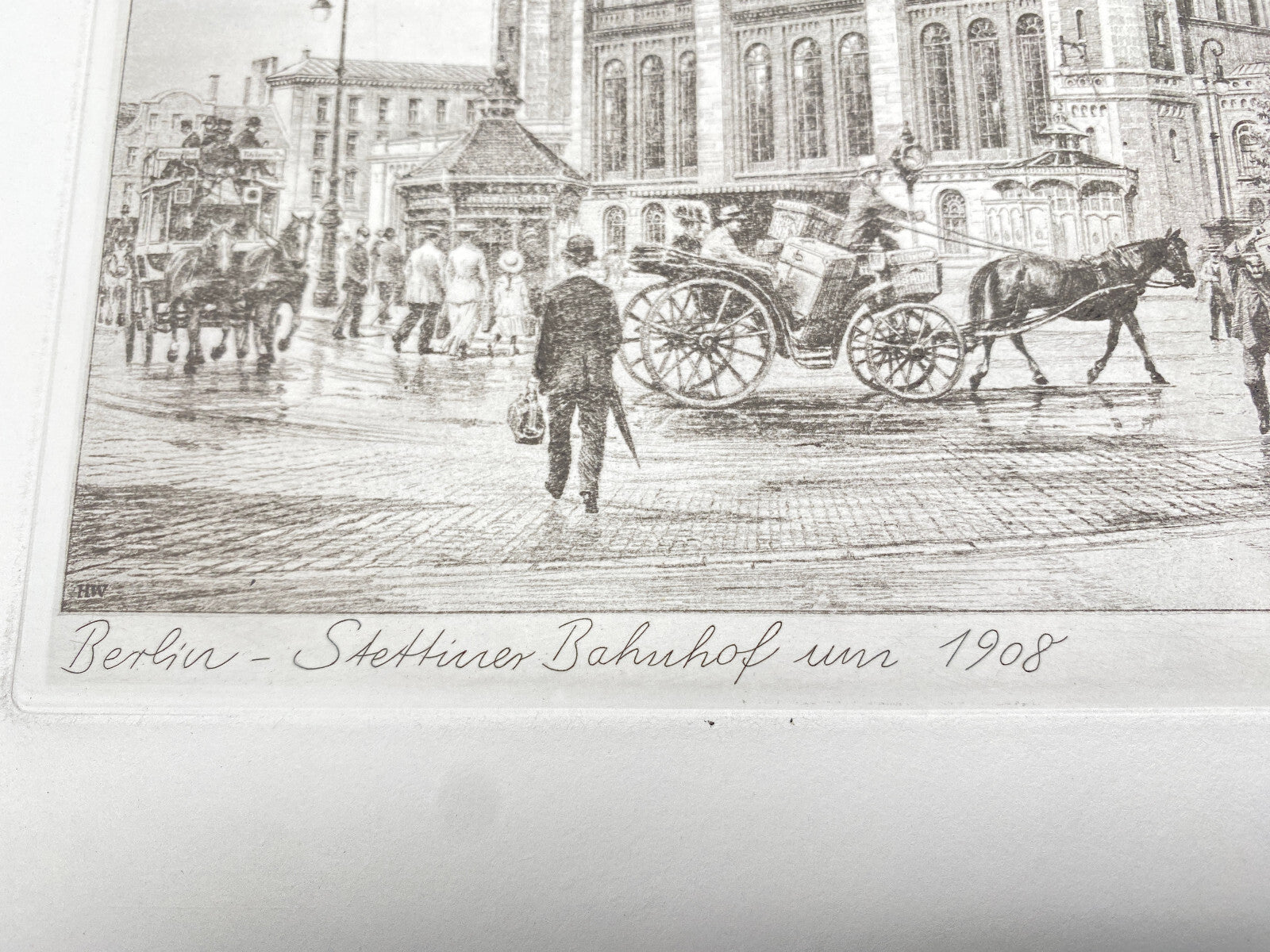 HEINZ WEHLISCH RADIERUNG BERLIN STETTINER BAHNHOF UM 1908 SIGNIERT