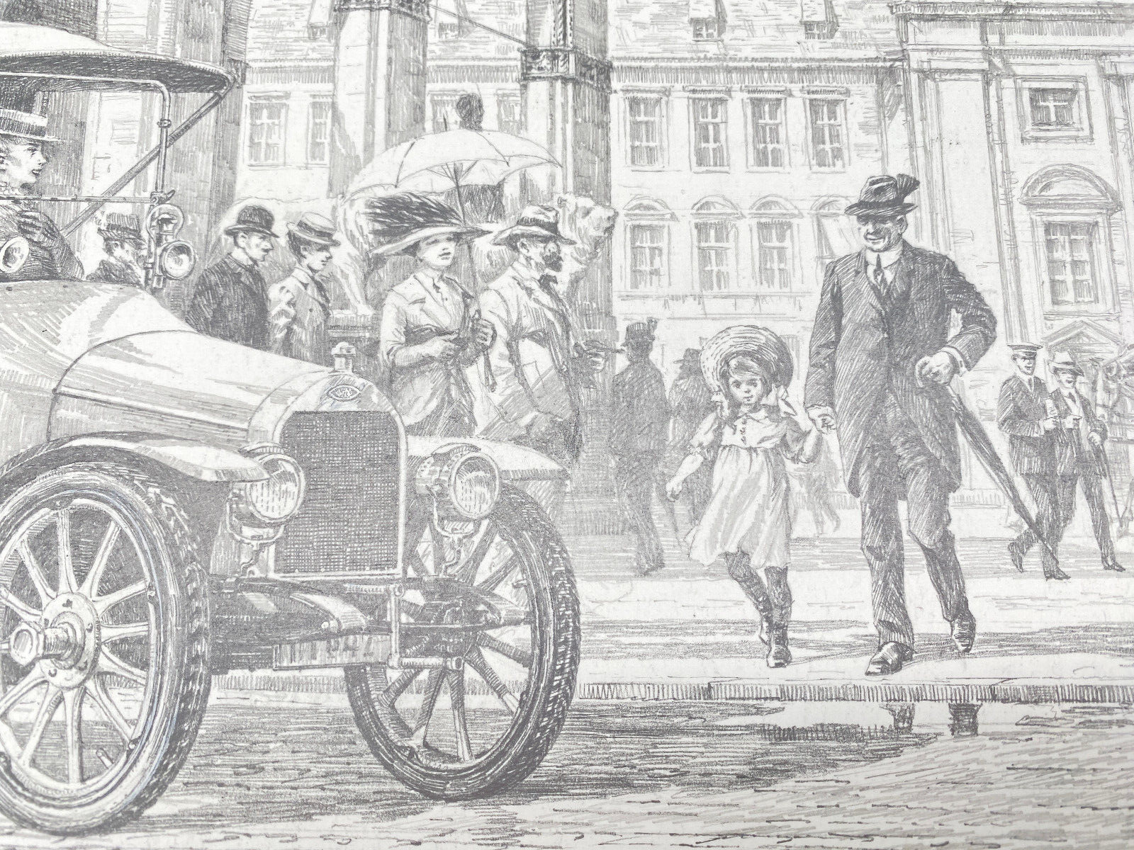 HEINZ WEHLISCH KÜNSTLER 2X ZEICHNUNGEN PEUGEOT PARIS 1912 NOTRE DAME ORIGINAL