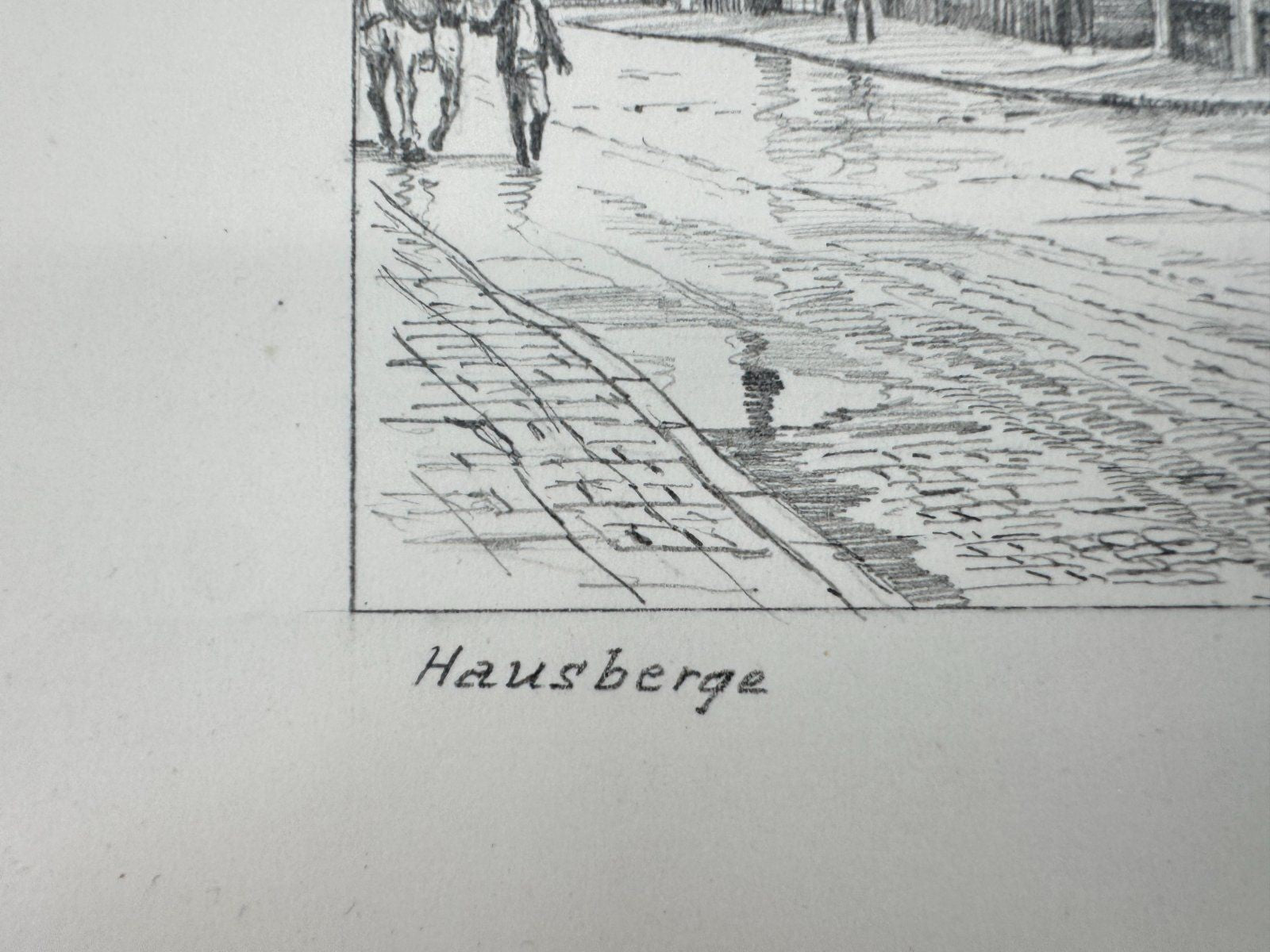 * HEINZ WEHLISCH ZEICHNUNG HAUSBERGE ANSICHT SIGNIERT