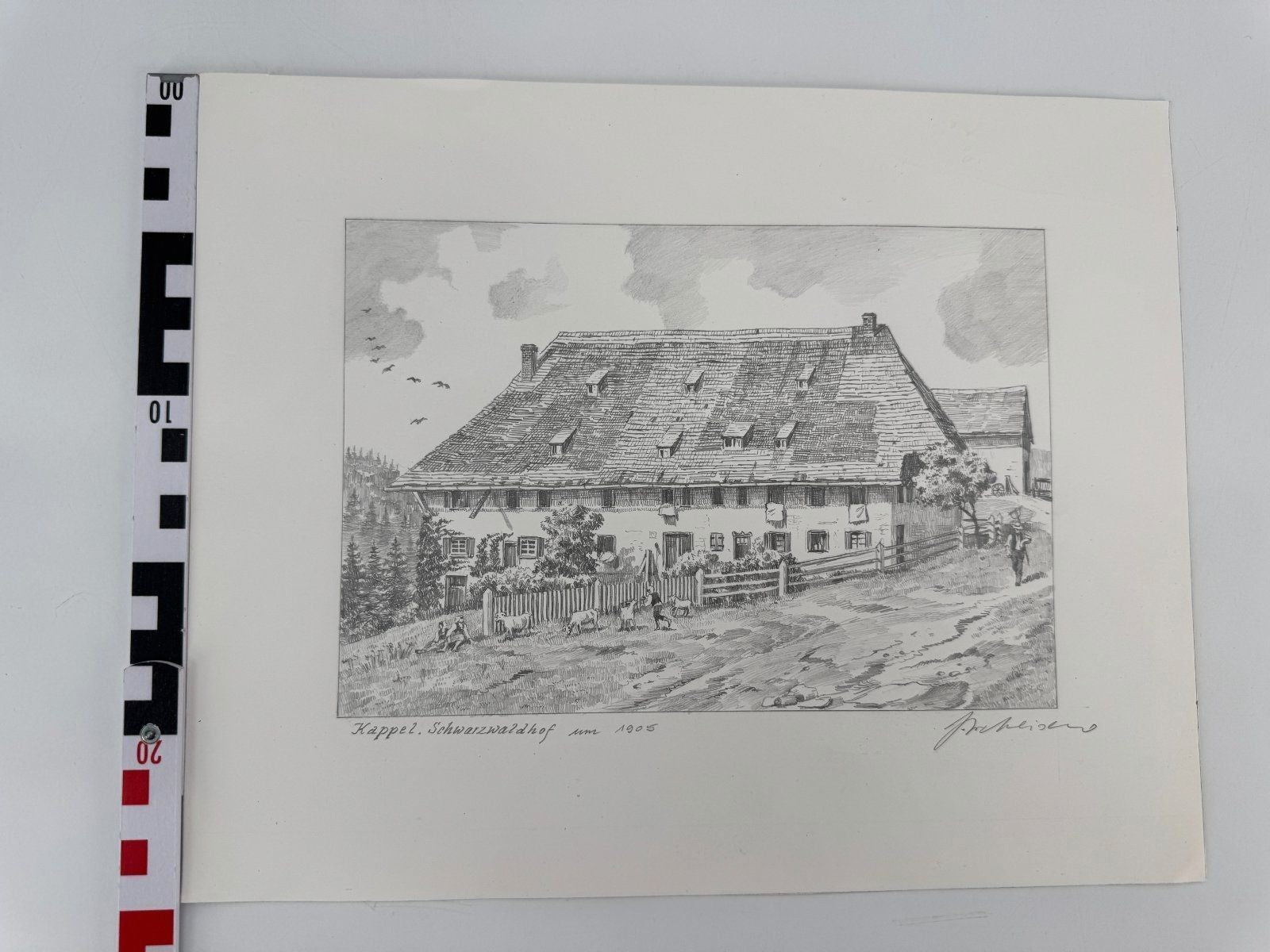 * HEINZ WEHLISCH ZEICHNUNG KAPPEL SCHWARZWALDHOF 1905 ANSICHT SIG