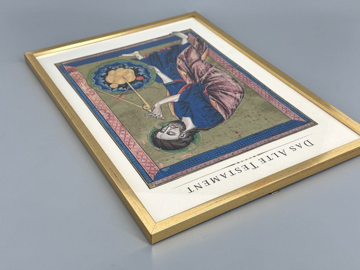*2x KUNSTDRUCK BIBEL SCHÖPFUNG WELT GOLDFARBIG EVANGELIUM MATTHÄU